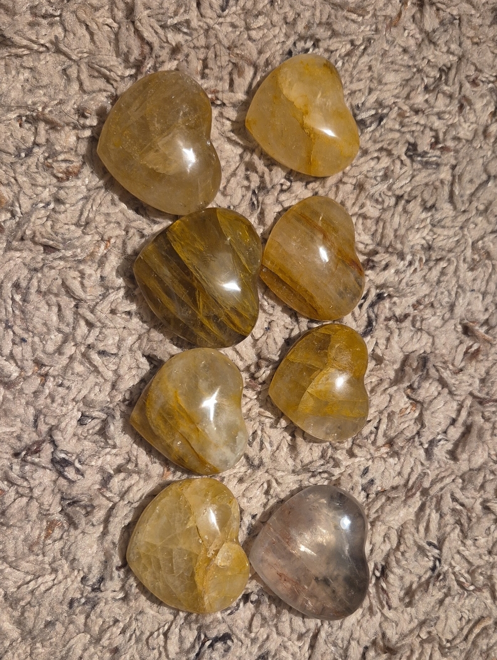 Golden Healer Quartz Crystal Stones - Polished Heart Shapes